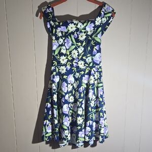 B Darlin Blue  Floral Dress - Blue,  Purple, Green Zip Up Womens Size 5/6